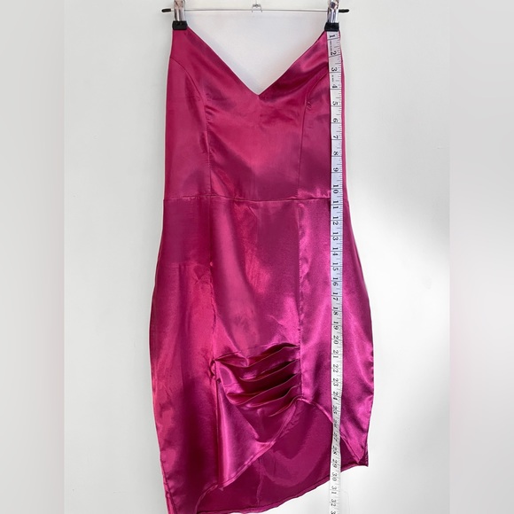 Silky bodycon dress burgundy [ S ] ruby satin - Picture 4 of 7